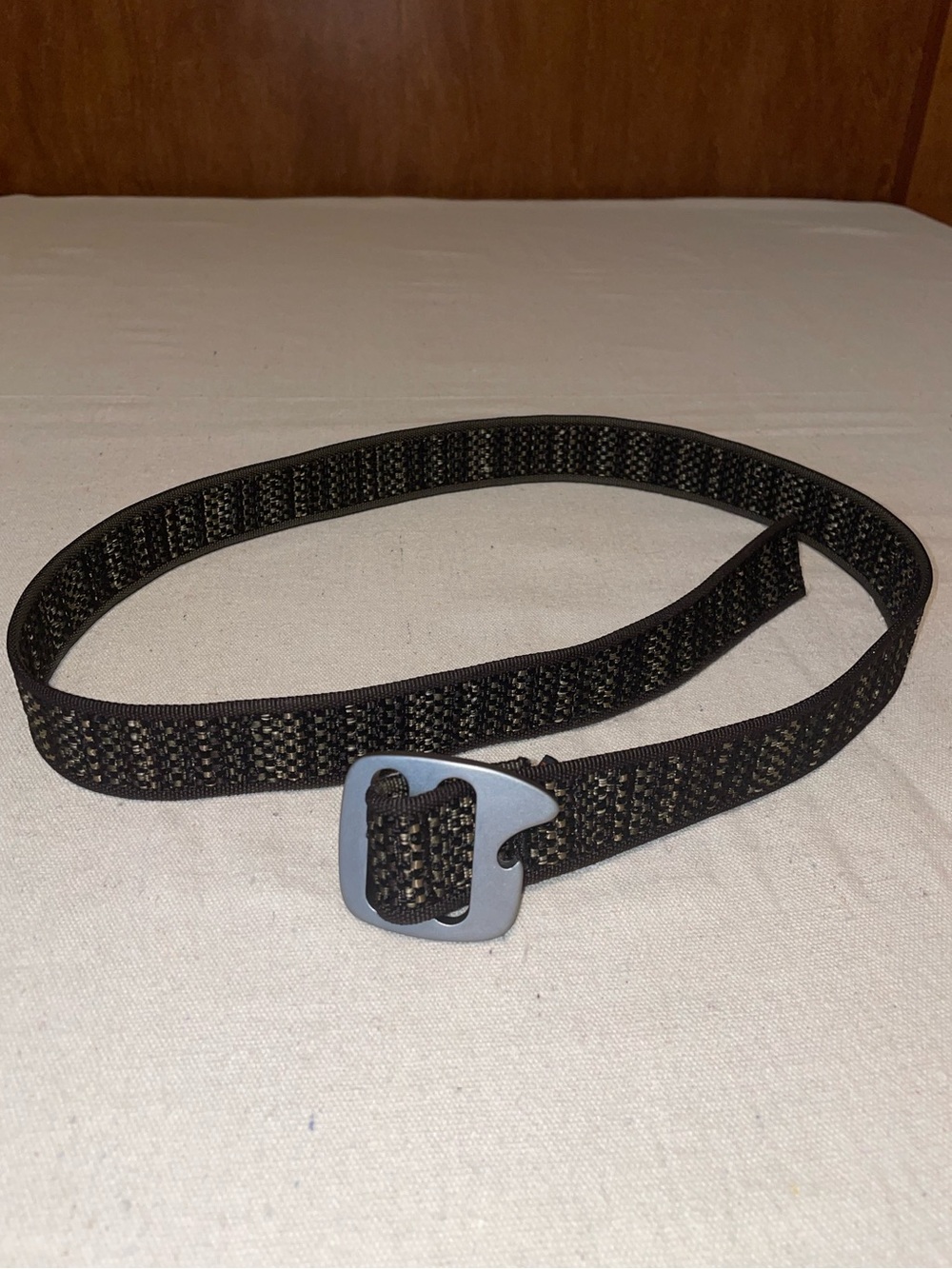 Men's Black Woven Adjustable Webbing Belt with Silver Buckle